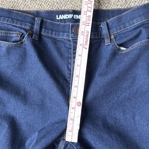 Lands' End Womens Size 14 Curvy Mid Rise Straight Leg Dark Blue Denim Jeans - Picture 15 of 15